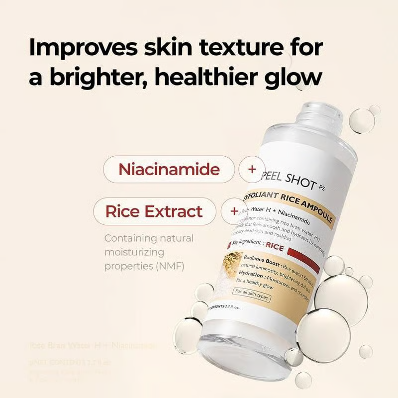 💥Peel Shot Glow Rice Ampoule Duo - Serums for Brightening, Exfoliating, and Moisturizing🌾