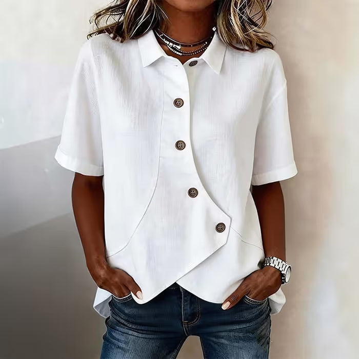 Asymmetrical Placket Button Down Shirt