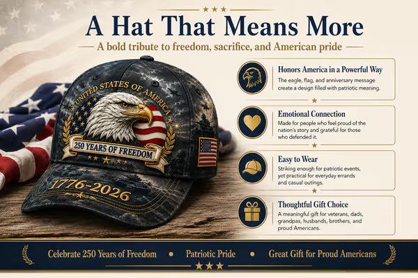 ✨250 Years of Freedom Eagle Cap | Embroidered Patriotic Vintage Baseball Hat – 1776–2026 American Tribute Edition