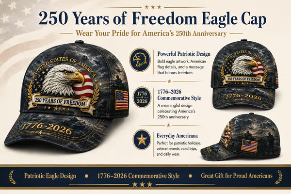 ✨250 Years of Freedom Eagle Cap | Embroidered Patriotic Vintage Baseball Hat – 1776–2026 American Tribute Edition