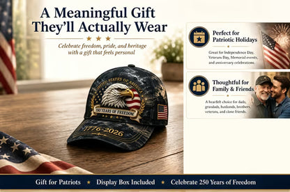 ✨250 Years of Freedom Eagle Cap | Embroidered Patriotic Vintage Baseball Hat – 1776–2026 American Tribute Edition